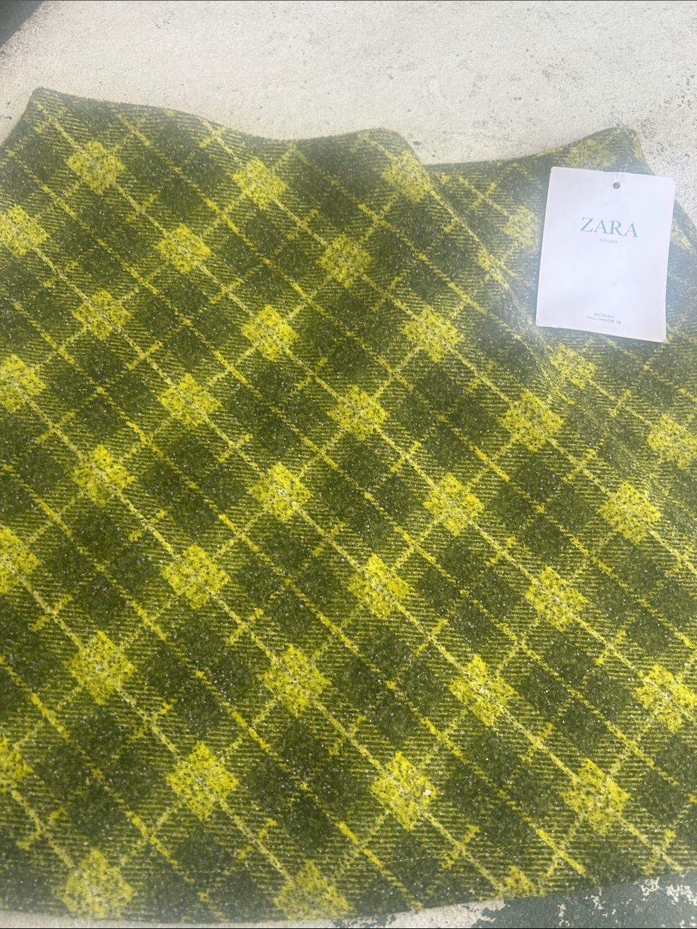ZARA Olive and Yellow Plaid Skirt